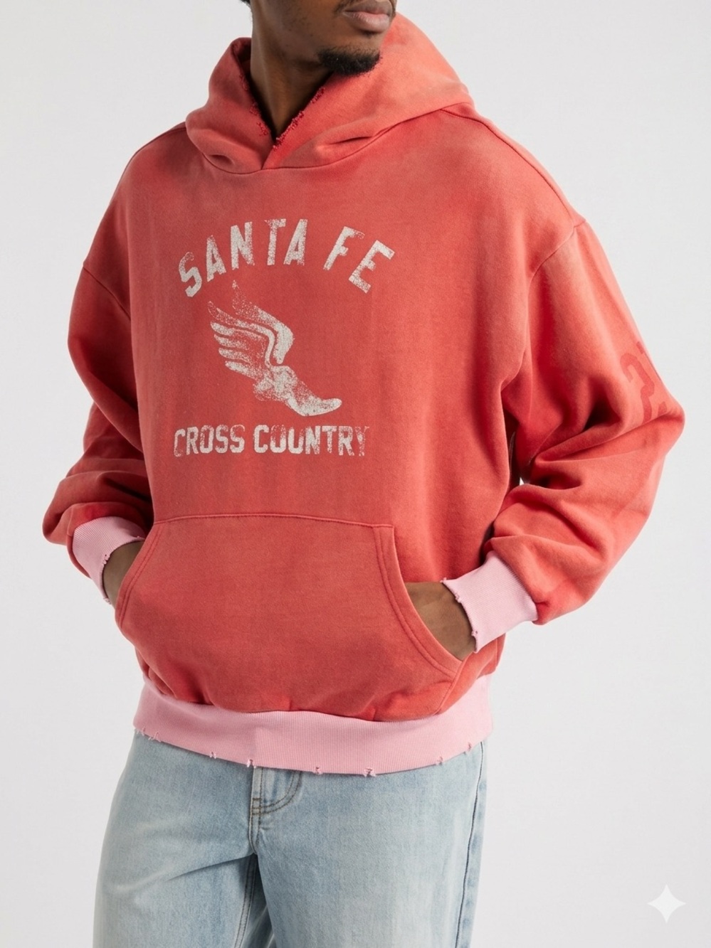 Elwood Red Cross Country Warmup Graphic Hoodie XXL Boxy Faded 100% Cotton